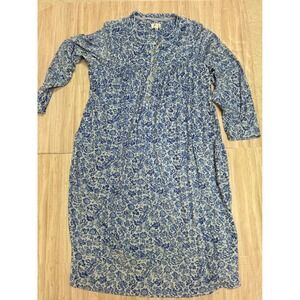 Aria Collection Blue Floral Print Long Sleeve Button Front Size 2X